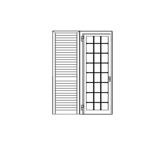 Combinato persiana BLINDATA stecche fisse + inferriata portafinestra 1 anta