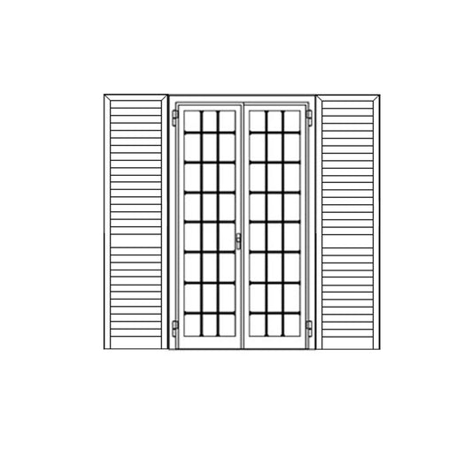 Combinato persiana BLINDATA stecche fisse + inferriata portafinestra 2 ante