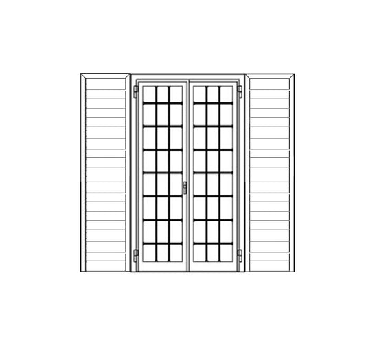 Combinato persiana dogato orizzontale + inferriata portafinestra 2 ante